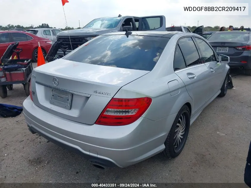 2012 Mercedes-Benz C 300 Luxury 4Matic/Sport 4Matic VIN: WDDGF8BB2CR209417 Lot: 40433351