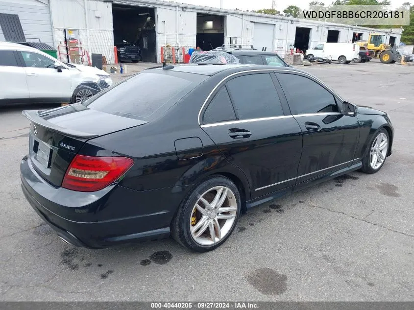 2012 Mercedes-Benz C 300 Luxury 4Matic/Sport 4Matic VIN: WDDGF8BB6CR206181 Lot: 40440205