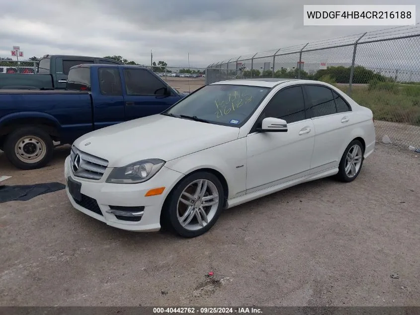 2012 Mercedes-Benz C 250 Luxury/Sport VIN: WDDGF4HB4CR216188 Lot: 40442762