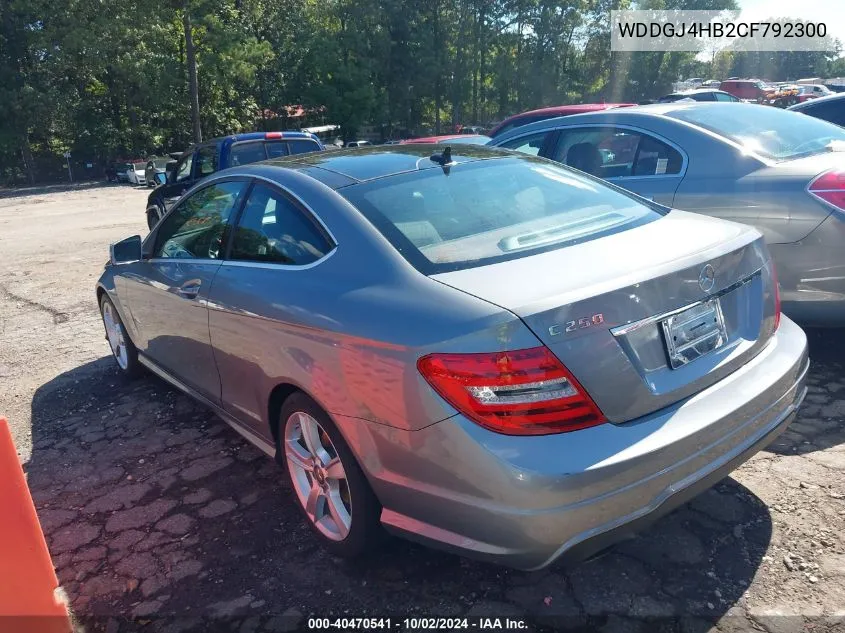 2012 Mercedes-Benz C 250 VIN: WDDGJ4HB2CF792300 Lot: 40470541