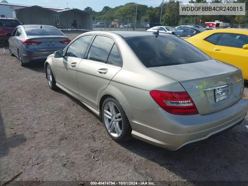 2012 Mercedes-Benz C 300 Luxury 4Matic/Sport 4Matic VIN: WDDGF8BB4CR240815 Lot: 40474794