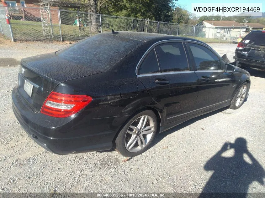 2012 Mercedes-Benz C 250 Luxury/Sport VIN: WDDGF4HBXCR194469 Lot: 40531286