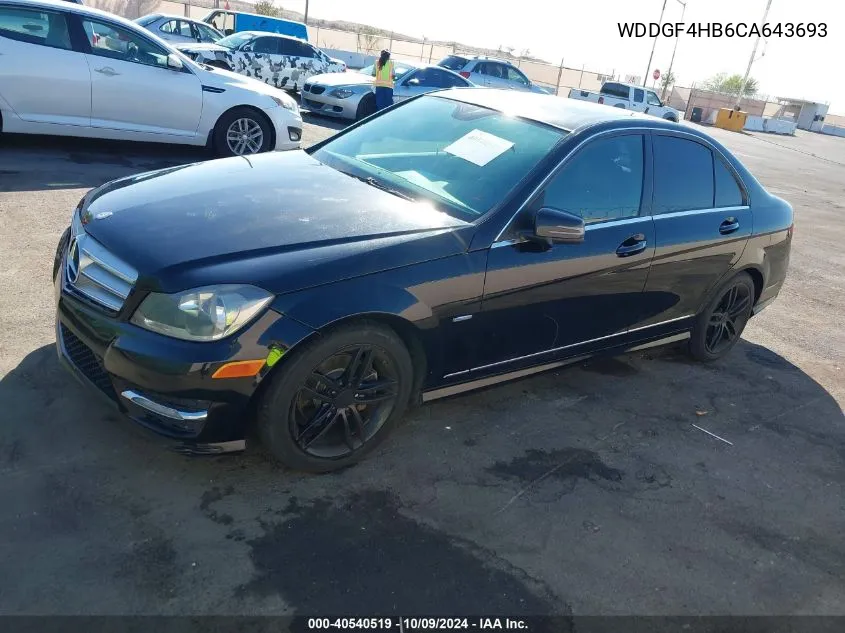 2012 Mercedes-Benz C 250 Luxury/Sport VIN: WDDGF4HB6CA643693 Lot: 40540519