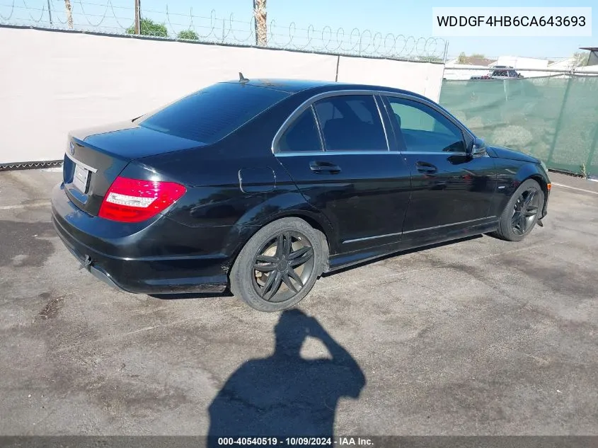 2012 Mercedes-Benz C 250 Luxury/Sport VIN: WDDGF4HB6CA643693 Lot: 40540519