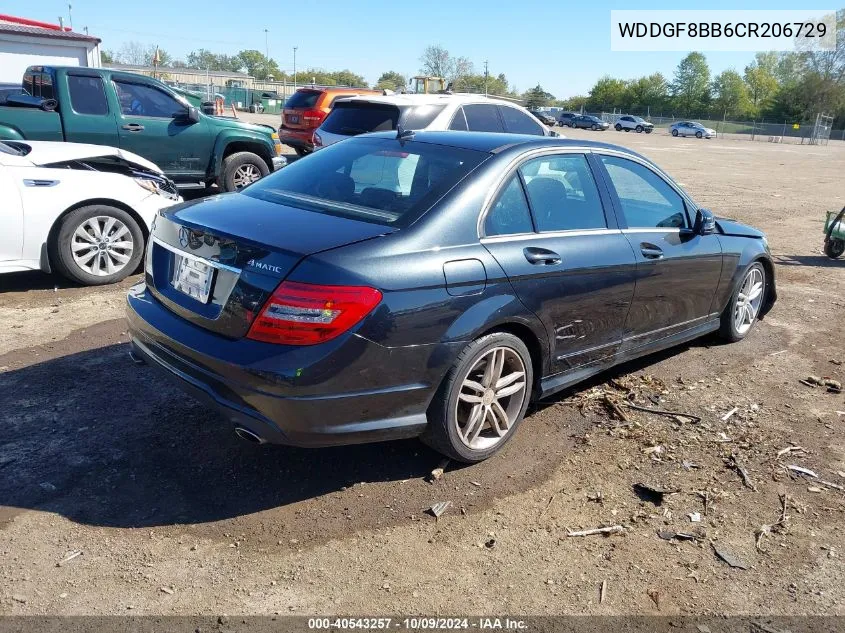 2012 Mercedes-Benz C 300 VIN: WDDGF8BB6CR206729 Lot: 40543257