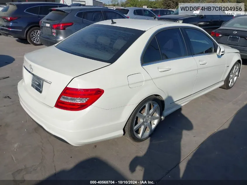 2012 Mercedes-Benz C 250 Luxury/Sport VIN: WDDGF4HB7CR204956 Lot: 40568704