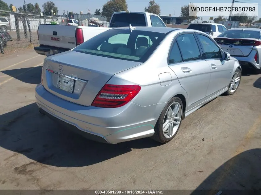 2012 Mercedes-Benz C 250 Luxury/Sport VIN: WDDGF4HB7CF850788 Lot: 40581290