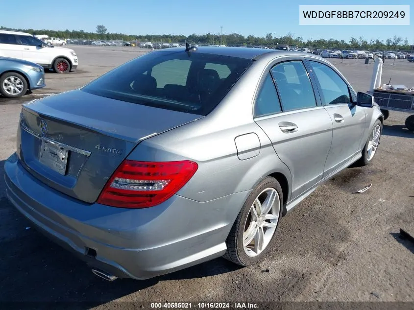 2012 Mercedes-Benz C 300 Luxury 4Matic/Sport 4Matic VIN: WDDGF8BB7CR209249 Lot: 40585021