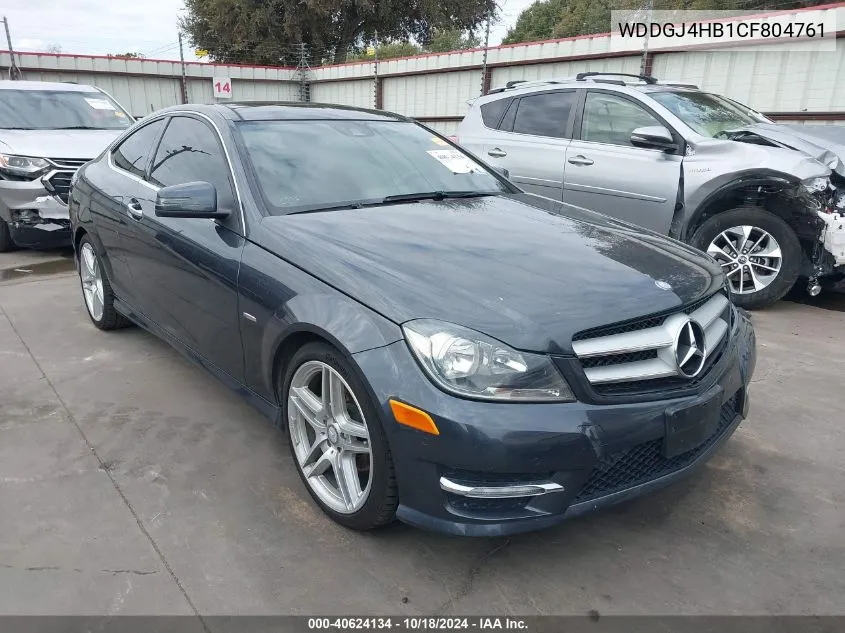 2012 Mercedes-Benz C 250 VIN: WDDGJ4HB1CF804761 Lot: 40624134