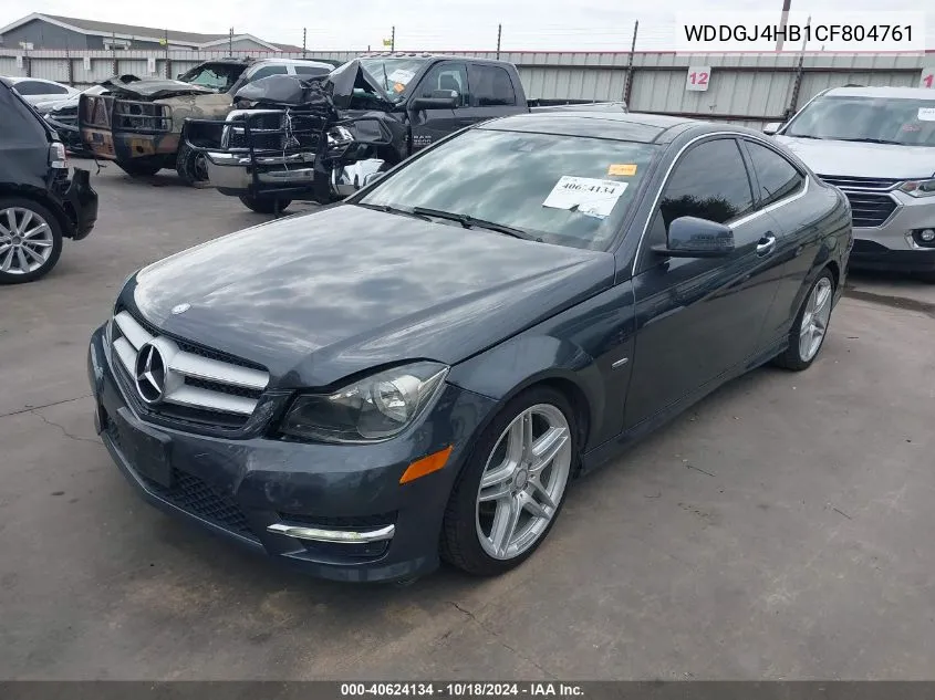 2012 Mercedes-Benz C 250 VIN: WDDGJ4HB1CF804761 Lot: 40624134