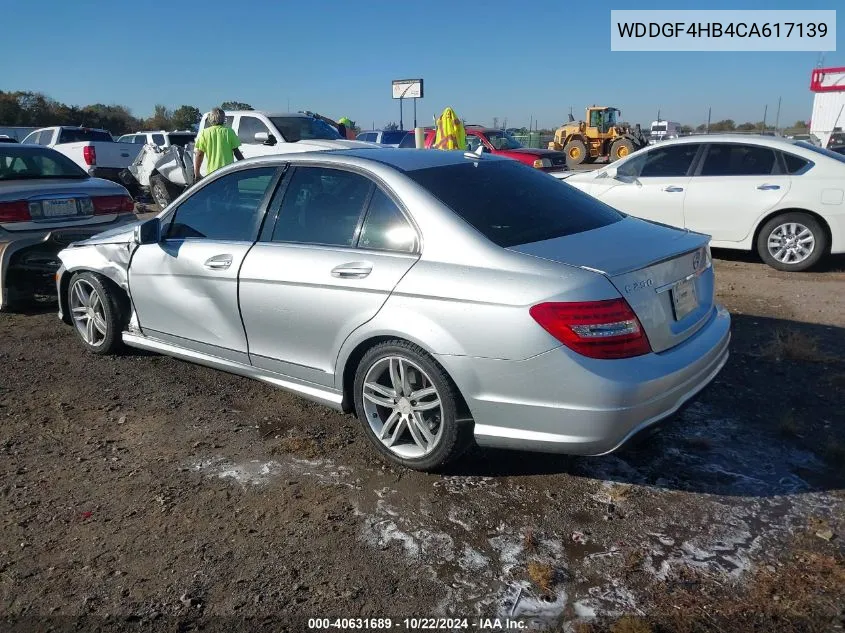 2012 Mercedes-Benz C 250 Luxury/Sport VIN: WDDGF4HB4CA617139 Lot: 40631689