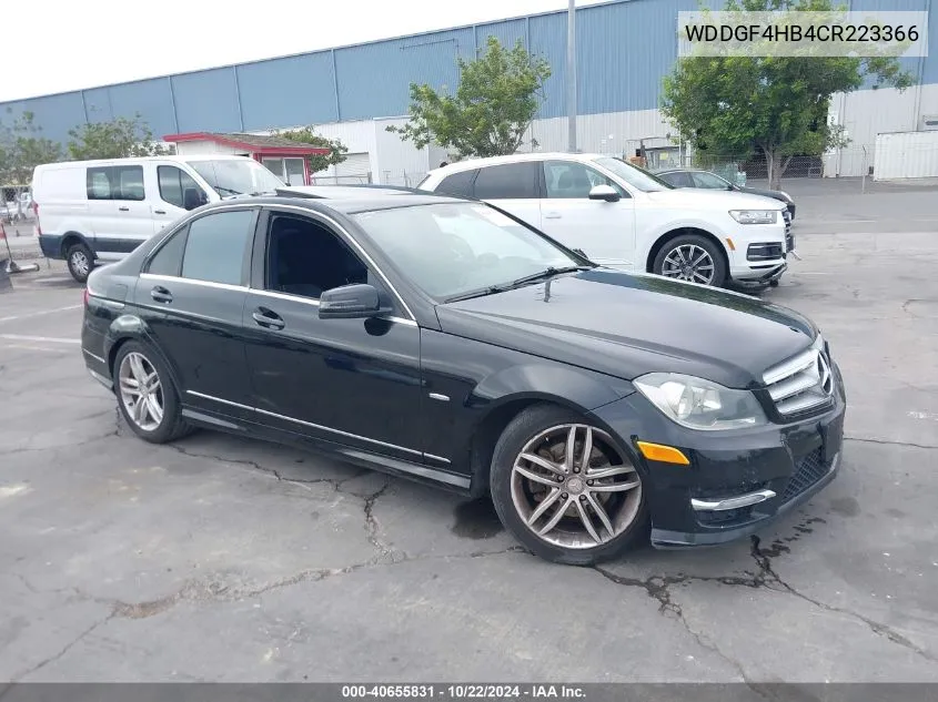 2012 Mercedes-Benz C 250 Luxury/Sport VIN: WDDGF4HB4CR223366 Lot: 40655831