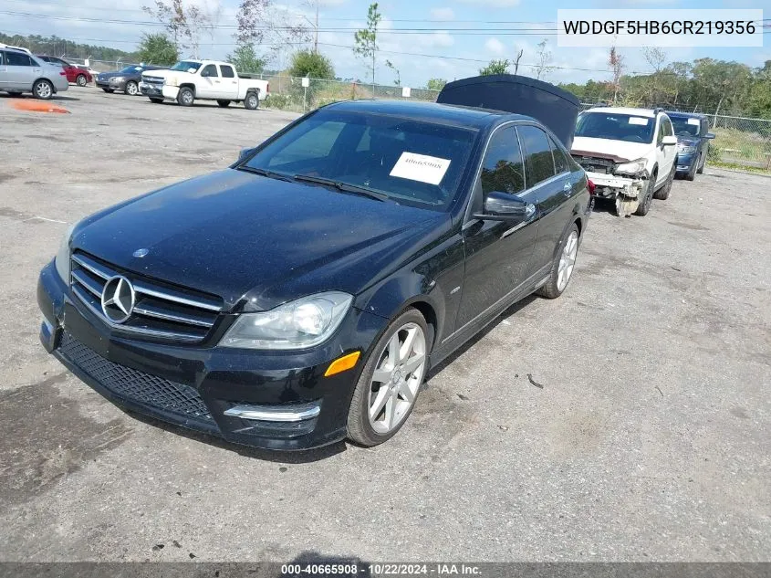 2012 Mercedes-Benz C 350 Sport VIN: WDDGF5HB6CR219356 Lot: 40665908