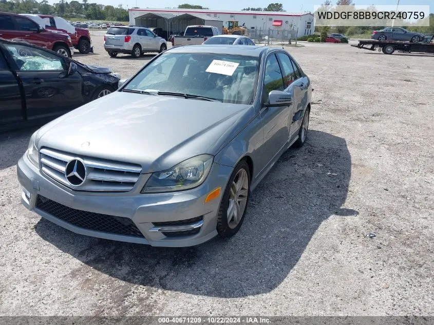 2012 Mercedes-Benz C 300 Luxury 4Matic/Sport 4Matic VIN: WDDGF8BB9CR240759 Lot: 40671209