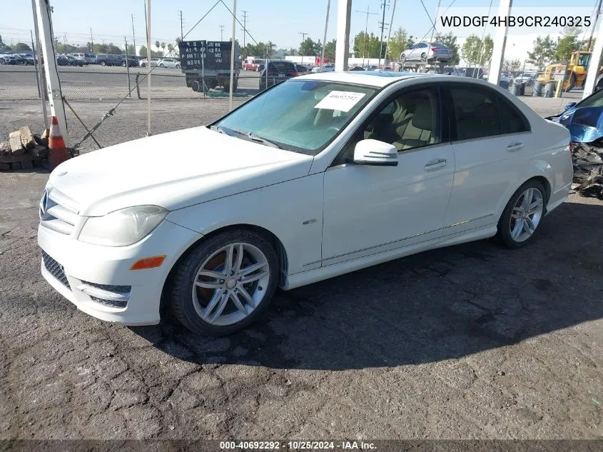 2012 Mercedes-Benz C 250 250 VIN: WDDGF4HB9CR240325 Lot: 40692292