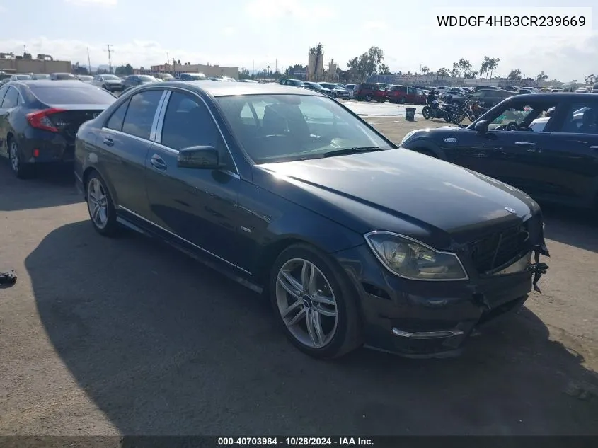 2012 Mercedes-Benz C 250 Luxury/Sport VIN: WDDGF4HB3CR239669 Lot: 40703984