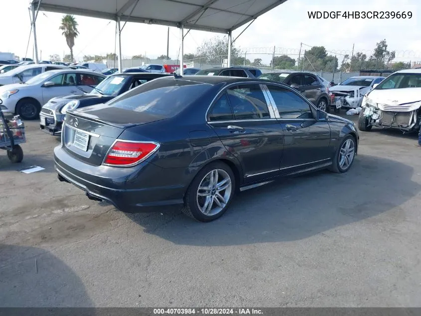 2012 Mercedes-Benz C 250 Luxury/Sport VIN: WDDGF4HB3CR239669 Lot: 40703984