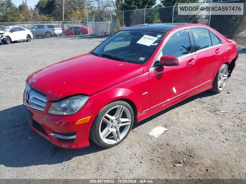 2012 Mercedes-Benz C 250 Luxury/Sport VIN: WDDGF4HB8CA597476 Lot: 40710832