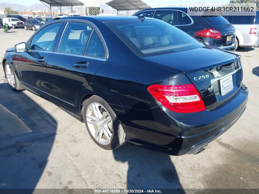 2012 Mercedes-Benz C 250 Luxury/Sport VIN: WDDGF4HB3CR211662 Lot: 40718559