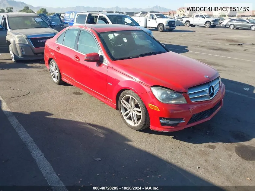 2012 Mercedes-Benz C 250 Luxury/Sport VIN: WDDGF4HB4CF851459 Lot: 40720285