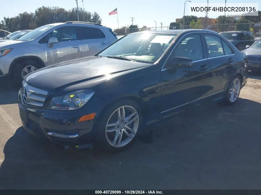 2012 Mercedes-Benz C 250 Luxury/Sport VIN: WDDGF4HB0CR208136 Lot: 40729099