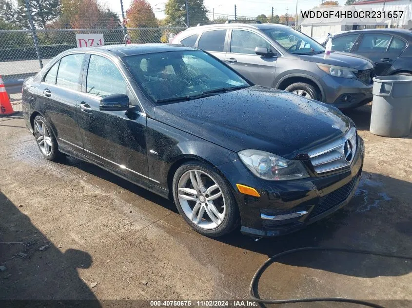 2012 Mercedes-Benz C 250 Luxury/Sport VIN: WDDGF4HB0CR231657 Lot: 40750675