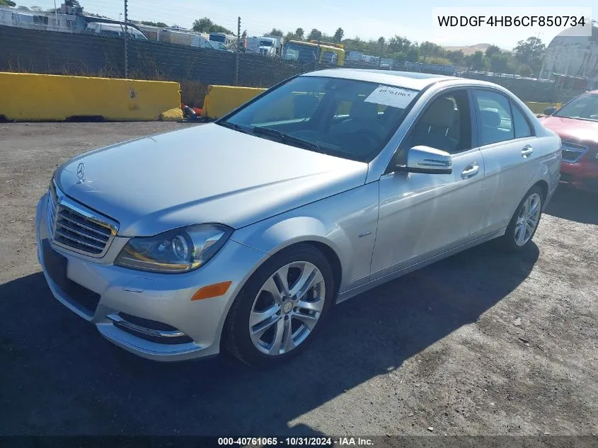 2012 Mercedes-Benz C 250 Luxury/Sport VIN: WDDGF4HB6CF850734 Lot: 40761065