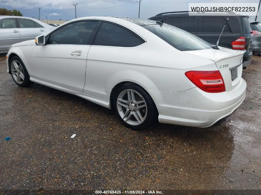 2012 Mercedes-Benz C 350 Sport VIN: WDDGJ5HB9CF822253 Lot: 40768425