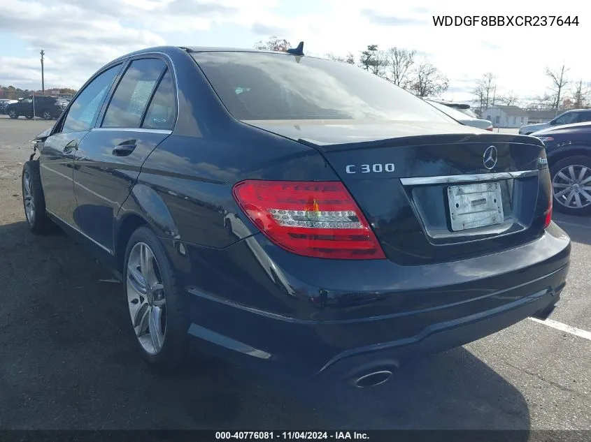 2012 Mercedes-Benz C 300 Luxury 4Matic/Sport 4Matic VIN: WDDGF8BBXCR237644 Lot: 40776081