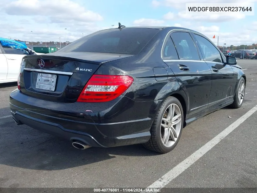 2012 Mercedes-Benz C 300 Luxury 4Matic/Sport 4Matic VIN: WDDGF8BBXCR237644 Lot: 40776081