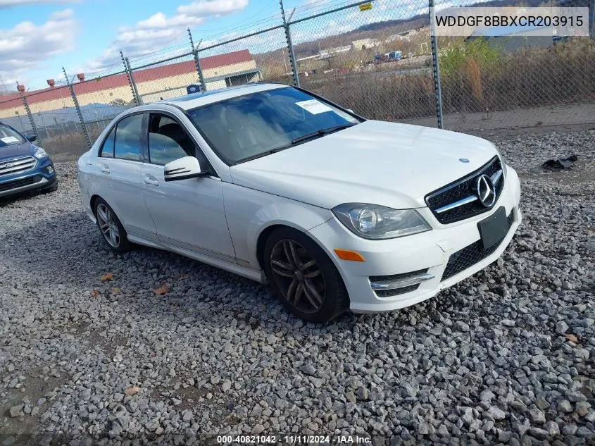 2012 Mercedes-Benz C 300 Luxury 4Matic/Sport 4Matic VIN: WDDGF8BBXCR203915 Lot: 40821042