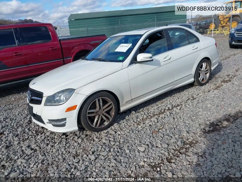 2012 Mercedes-Benz C 300 Luxury 4Matic/Sport 4Matic VIN: WDDGF8BBXCR203915 Lot: 40821042