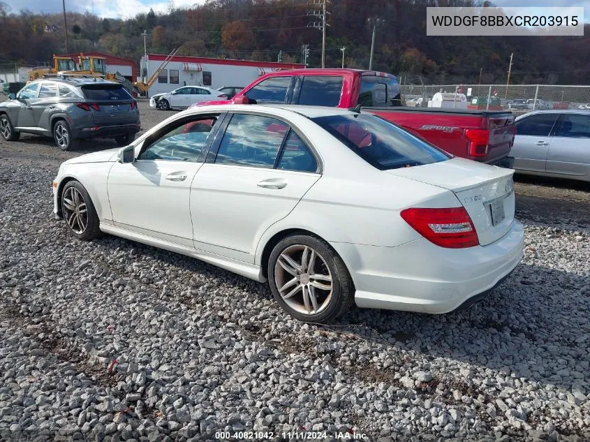 2012 Mercedes-Benz C 300 Luxury 4Matic/Sport 4Matic VIN: WDDGF8BBXCR203915 Lot: 40821042