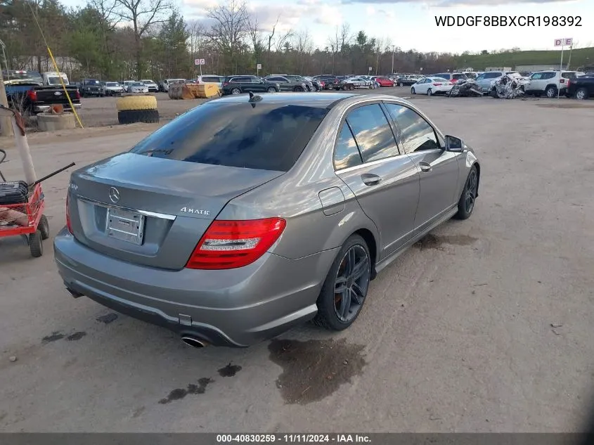 2012 Mercedes-Benz C 300 Luxury 4Matic/Sport 4Matic VIN: WDDGF8BBXCR198392 Lot: 40830259