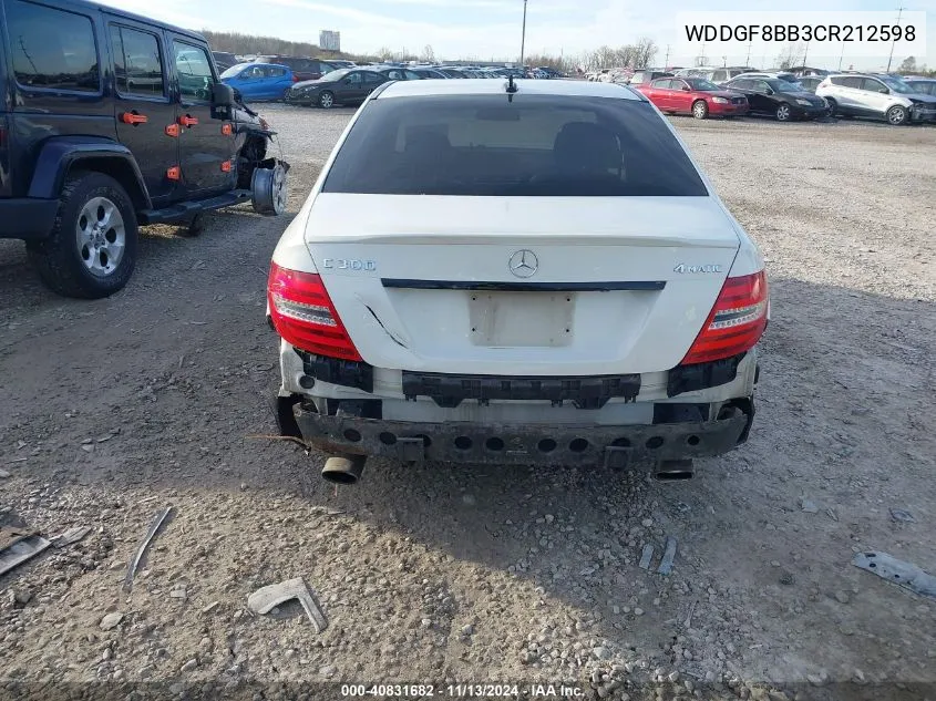 2012 Mercedes-Benz C 300 Luxury 4Matic/Sport 4Matic VIN: WDDGF8BB3CR212598 Lot: 40831682