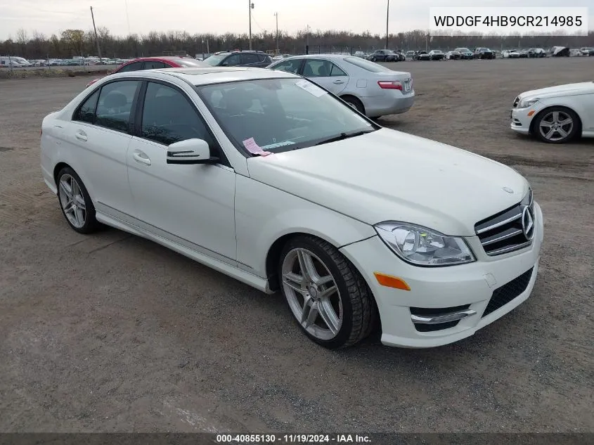 2012 Mercedes-Benz C 250 Luxury/Sport VIN: WDDGF4HB9CR214985 Lot: 40855130