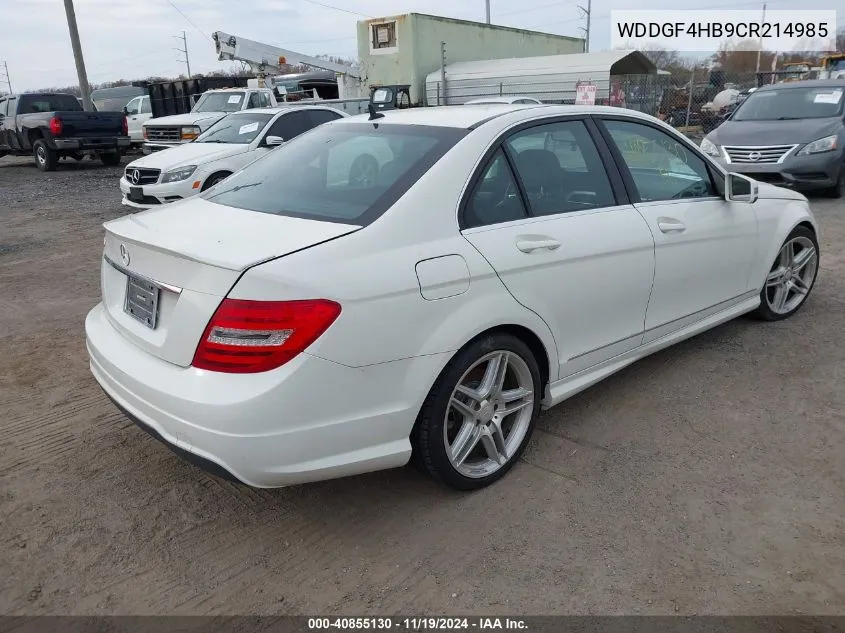 2012 Mercedes-Benz C 250 Luxury/Sport VIN: WDDGF4HB9CR214985 Lot: 40855130