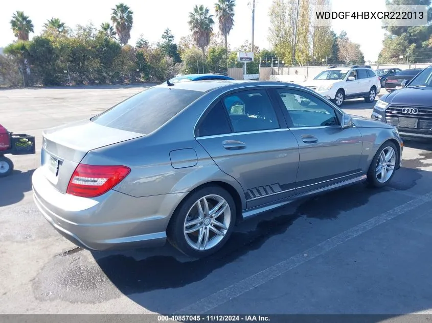 2012 Mercedes-Benz C 250 Luxury/Sport VIN: WDDGF4HBXCR222013 Lot: 40857045