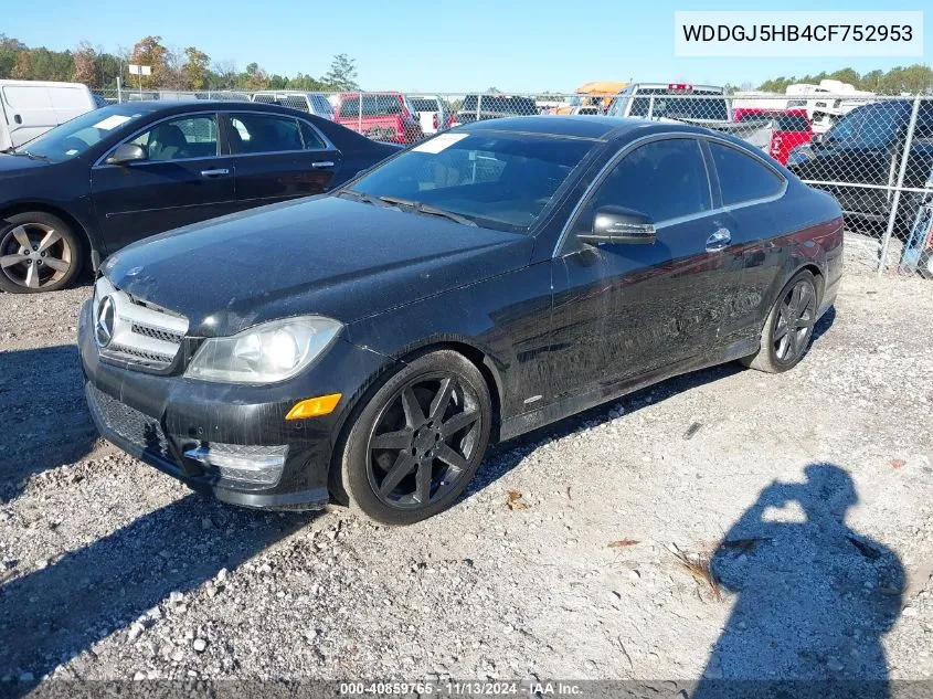 2012 Mercedes-Benz C 350 Sport VIN: WDDGJ5HB4CF752953 Lot: 40859765