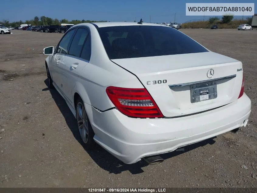 2013 Mercedes-Benz C-Class VIN: WDDGF8AB7DA881040 Lot: 12101847