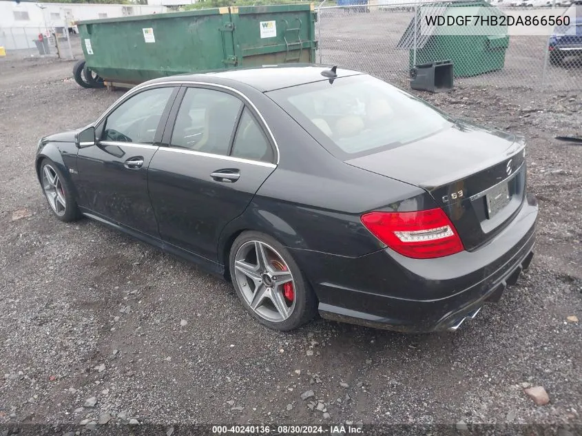 2013 Mercedes-Benz C 63 Amg VIN: WDDGF7HB2DA866560 Lot: 40240136