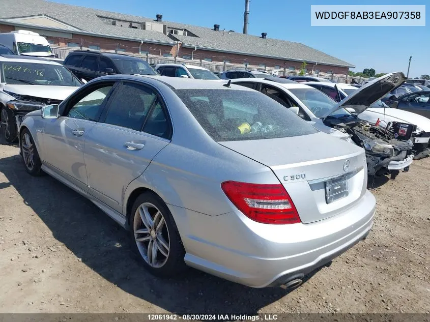 2014 Mercedes-Benz C-Class VIN: WDDGF8AB3EA907358 Lot: 12061942