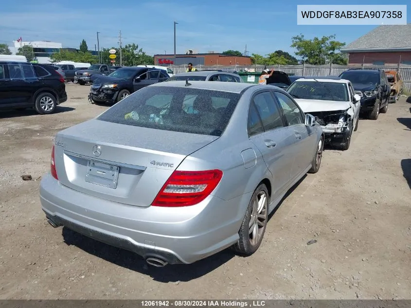 2014 Mercedes-Benz C-Class VIN: WDDGF8AB3EA907358 Lot: 12061942