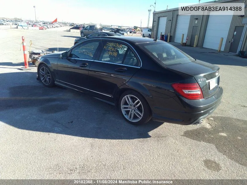 2014 Mercedes Benz C300W 4Matic VIN: WDDGF8AB3EA914388 Lot: 20182368