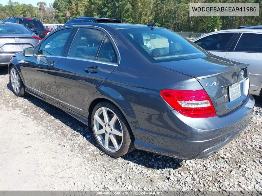 2014 Mercedes-Benz C 300 Luxury 4Matic/Sport 4Matic VIN: WDDGF8AB4EA941986 Lot: 40585506