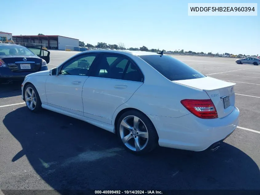 2014 Mercedes-Benz C 350 Sport VIN: WDDGF5HB2EA960394 Lot: 40599492