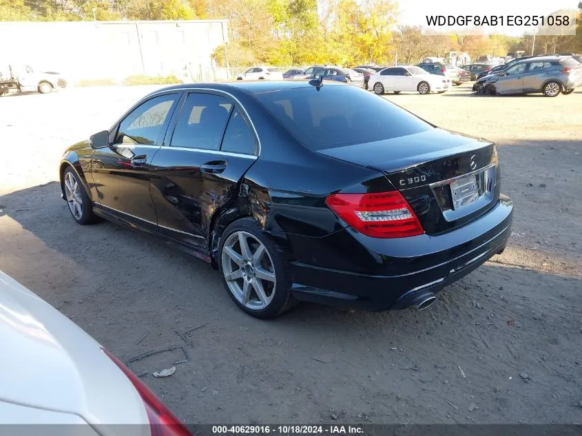 2014 Mercedes-Benz C 300 Luxury 4Matic/Sport 4Matic VIN: WDDGF8AB1EG251058 Lot: 40629016