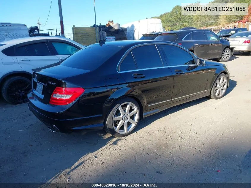 2014 Mercedes-Benz C 300 Luxury 4Matic/Sport 4Matic VIN: WDDGF8AB1EG251058 Lot: 40629016