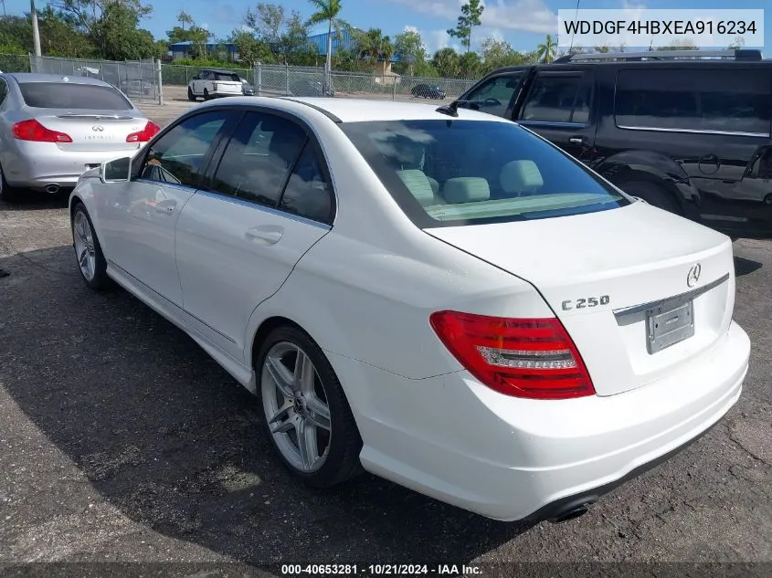 2014 Mercedes-Benz C 250 VIN: WDDGF4HBXEA916234 Lot: 40653281