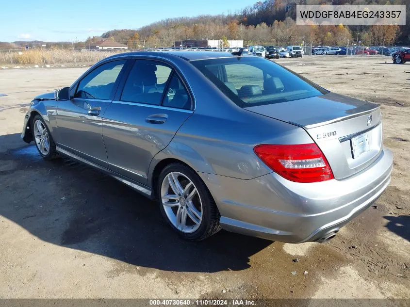 2014 Mercedes-Benz C 300 C 300 Luxury/Sport 4Matic VIN: WDDGF8AB4EG243357 Lot: 40730640